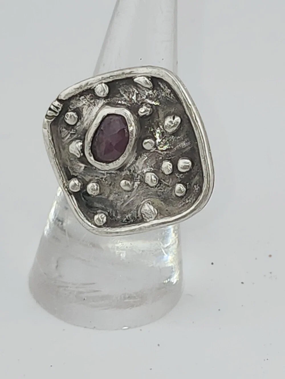 PUNK SAPPHIRE RUNG HANDMADE IN STERLING SILVER WOMENS SIZE 8.5